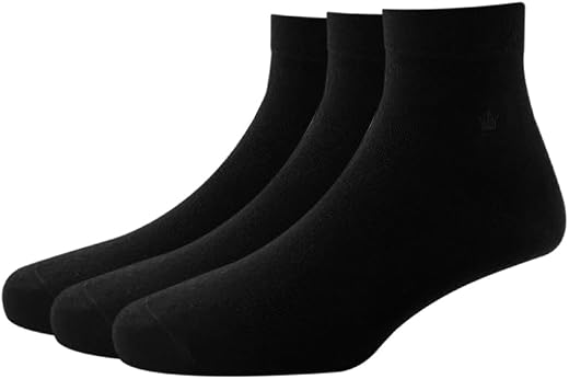 Louis Philippe Modal Quarter Length Men's Plain Pattern Socks (Pack Of 3) - Black