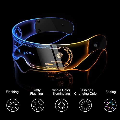 flintronic LED Light Up Glasses, Cyberpunk Luminous Neon Glasses, Rechargeable Party Glasses for Cosplay, Fancy Dress Costume Funny Shine Glasses Festival Outfits for Kids and Adult - Party Favor