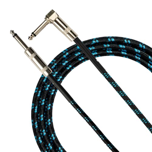 Image of JUAREZ JRZ-CB-B3-BK Guitar Cable, 3M, 6.35mm Male to Male, Braided, for Electric Guitar, Bass, Keyboard, Amplifier, Mixer & Speaker, Black