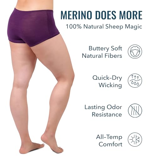 Short feminino de lã merino para meninos - ultraleve - absorvente respirável antiodor, Rosa selvagem