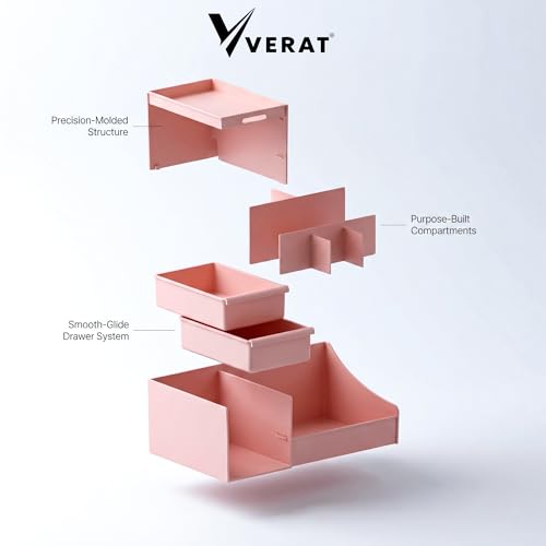Image of VERAT Makeup Organizer Makeup Box Cosmetic Organizer Shelf Skincare Organizer Organisers for Cosmetics Vanity Organiser Cosmetic Storage Organizer Makeup Stand Storage Box and Organiser (Pink)