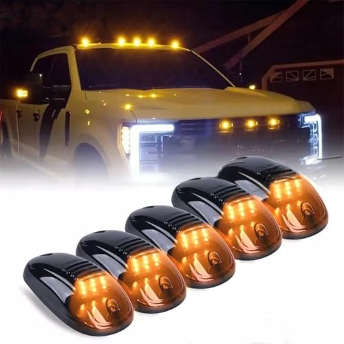 2026 Solar Powered Cab Lights for Trucks No Drill Wireless with Motion Sensor & Vibration Activation Waterproof Auto On/Off LED Roof Marker Lights (Yellow)