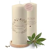 Taufkerze   Taufe   Wildblumenkranz mit Name Datum Wunschtext   Deko Taufgeschenk personalisiert   230/78 mm   Elfenbein