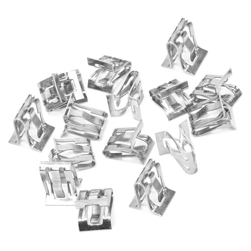 Foelony 15 PCS Automotive Dashboard Clips, Central Control Console Dashboard Interior Panel Metal Clip, Universal Dash Panel Retainer Clips for Most Cars (Silver)