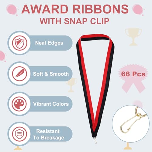 Rubans de médaille en polyester avec clip pour compétition sportive et fête d'école