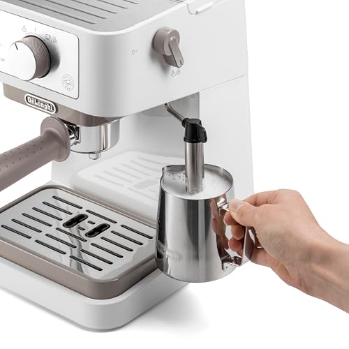 De'Longhi Manuelle Kaffeemaschine Stilosa EC260.W, 15 Bar Druck, Cappuccino-System, Abschaltautomatik, Kompatibel mit ESE-Pads, 2 Etagenbehälter, Fassungsvermögen 1L, Weiß – Bild 4