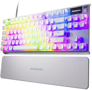 SteelSeries Apex 7 TKL Ghost - Gamingowa klawiatura mechaniczna - Inteligentny wyświetlacz OLED - Liniowa i cicha - Dwuwarstwowe nakładki na klawisze PBT Pudding - Amerykański układ QWERTY