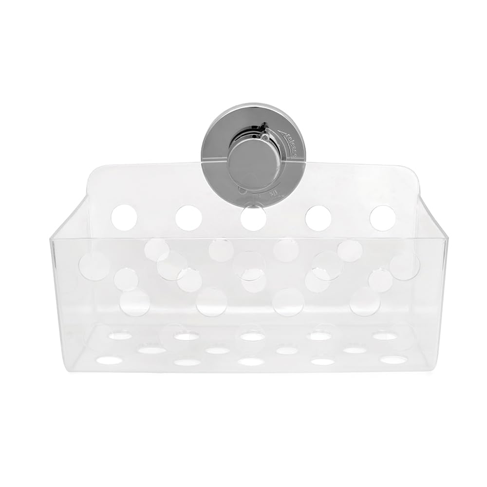 Blisshome Transparent Lock 'N Roll Suction Cup Clear Plastic Basket: No-Drill, Rust-Resistant, 5Kg Capacity, Easy Install Wall Mounted Shower Caddy For Organised Bathrooms