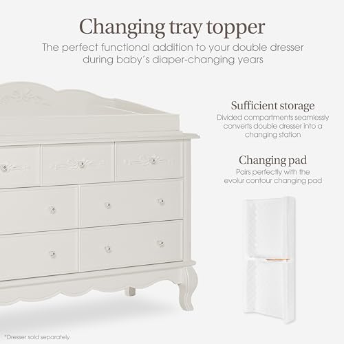 Image of Evolur Aurora Change Tray|Lasting Quality|Intricate Ribbon Bow Scrollwork, Ivory Lace