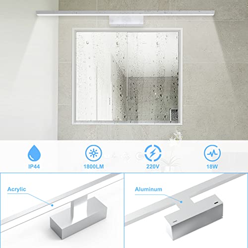APONUO LED Spiegelleuchte mit Schalter, 18W 80cm 1800LM 3000K-6000K Dimmbare Badezimmerspiegelleuchte mit Fernbedienung Edelstahl Schminkbeleuchtung IP44 800mm Wandleuchte Bilderleuchte