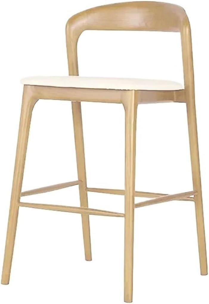 Krzesło barowe, stołek z wysokimi stopami, nowoczesny, prosty recepcja na biurko z oparciem, białe drewno woskowe - styl nordycki (biały, 60 cm)