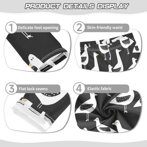 Toddler Girls Leggings Printed Yoga Pants Leggings White Black Bird for Kids3