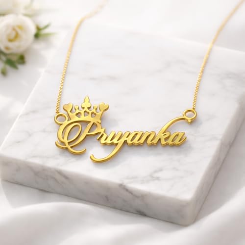 Image of Priyanka Cursive Gold & Silver Name Pendant Necklace, Best Jewelry Gift for Girls.