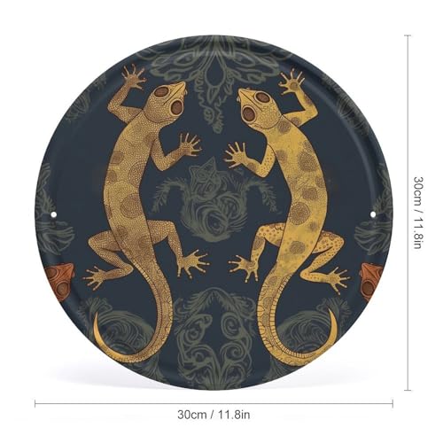 Letrero de metal de lagartos, adorno circular de pared ideal para regalar en casa 3