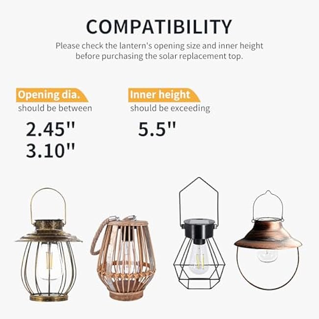 Replacement Solar Light Parts-Solar Lanterns Outdoor Waterproof Two Sizes for Versatile Switching 1 Pack They Can Serve As Accessories Or Stand Alone As Lanterns