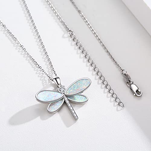 CUOKA MIRACLE Dragonfly Necklaces 925 Sterling Silver Dragonfly Jewelry Pendant Necklaces Opal Abalone Shell Dragonfly Jewelry Dragonfly Gifts for Women Nature Lover2