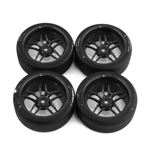 RC�^�C�� For Tamiya For TT01 For TT02 For XV01 For PTG-2 For Kyosho 1/10 RC �h���t�g�J�[ �I�����[�h�J�[ �^�C���z�C�[�� 4�� 65mm �n�[�h�h���t�g�^�C��(Black)