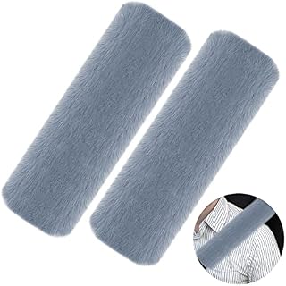 2 Pack Seat Belt Pads, Seat belt Strap Cover, Car Seat belt Comfort Pads, Soft Faux Big Rabbit Fur, Comfort Harness Pads Protect Shoulder Neck Padding for Kids, Adults (Dusty Blue)