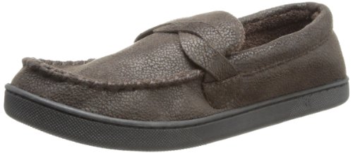 isotoner Men's Pebble Microsuede Moccasin Slipper with Braid