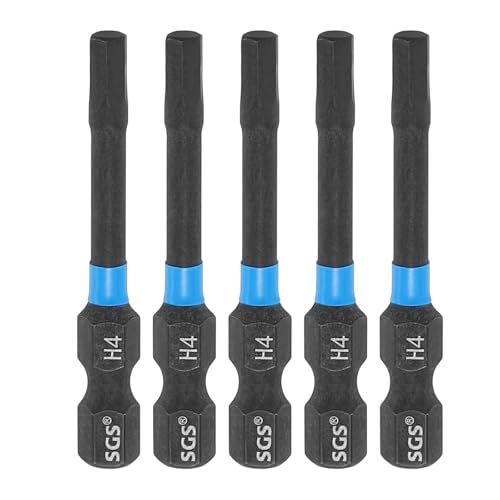 Image of sourcing map 5pcs Hex Head Wrench Drill Bit 4mm(H4) 1/4" Hex Shank 2"(50mm) Length S2 Steel Magnetic Hexagon Impact Drivers Metric Screwdriver Bit