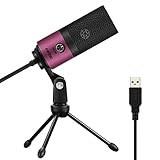 FIIFNE Estudio Micrófono de Condensador de USB, Microfono Plug & Play para Ordenador de Escritorio - Rojo K669
