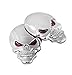 Produktbild UChic 2 STÜCKE 5,5 CM / 2,2 zoll 3D Chrome Knochen Rote Augen Metall Schädel Emblem Aufkleber Aufkleber Logo Fender Hood Auto motorrad