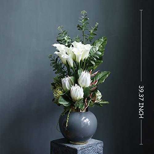 Centros de mesa florales artificiales blancos con maceta para decoración 4