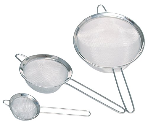 KitchenCraft Set di 3 Setacci Fini in Acciaio Inossidabile, Diametri da 8 cm, 14 cm e 21 cm