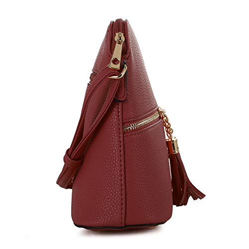 Image of SG SUGU Lunar Lightweight Medium Dome Crossbody Bag Shoulder Bag with Tassel | Zipper Pocket | Adjustable Strap