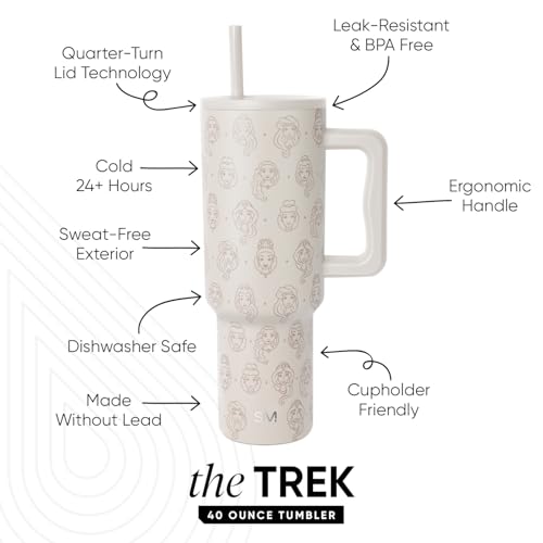 Image of Simple Modern Disney 40 oz Tumbler with Handle and Straw Lid | Insulated Reusable Stainless Steel Water Bottle Travel Mug | Gifts for Women Men Him Her | Trek Collection | 40oz | Princess Icons