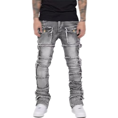 Men's Distressed Destroyed Jeans Streetwear Hip Hop Daily Denim Pants Straight Leg Fashion Trousers