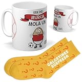 Set ser del Murcia | Taza ser del murcia mola un huevo + Calcetines Sorpresa | Regalo Original y Divertido para Hombre o Mujer | Cumpleaños, Navidad, Aficionados, Amigos y Peñas Futboleras