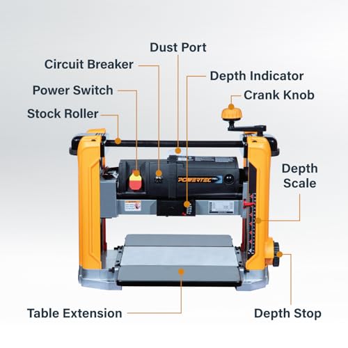 POWERTEC UT1012C 13 Inch Benchtop Thickness Planer, 6 Inch Benchtop Jointer with Flip Top Tool Stand - Image 8