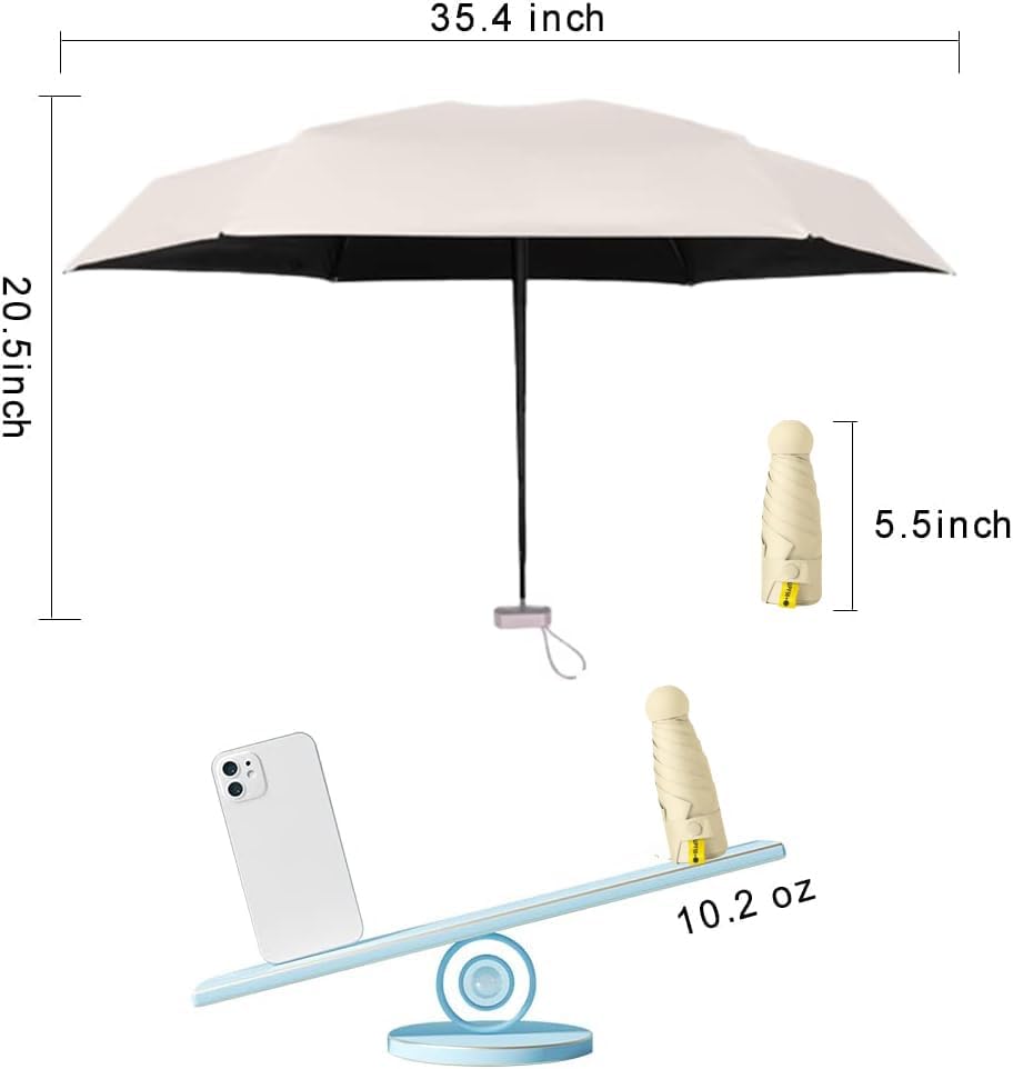 Mini Travel Umbrella for Purse With Case, UV Protection for Sun, Lightweight Small Umbrella for Backpack,Tiny Portable folding compact Umbrellas for Women Girls Boys - Image 2