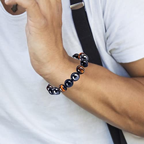 Bracciale con occhio di tigre, onice nero ed