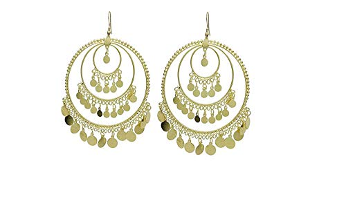 The_little_big_store presents concentric circle dangle stainless steel drops alloy metal chaand baali earrings for women and girls. (golden)
