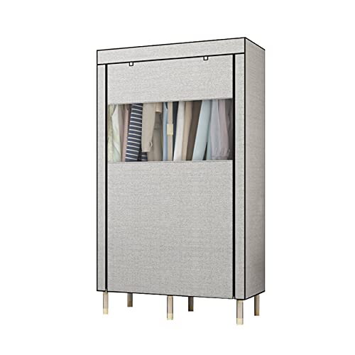 Armario de tela gris portátil 190x85x50cm ropero de dormitorio desmontable con cremallera