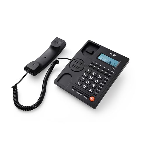 Image of Hola TF 640 Corded Landline Phone with Caller ID, 2 Way Speaker, 10 Memory Buttons, Black