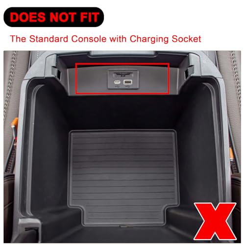 Image of TOPINSTALL Power-Sliding Console Tray Compatible with 2021-2026 Chevy Tahoe /Suburban /GMC Yukon Accessories, Full-Size Armrest Organizer Black (Not for Standard Console with Charging Socket!)
