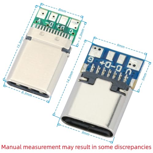 10 Piezas USB Tipo C Conector Macho y Hembra miniatura 2