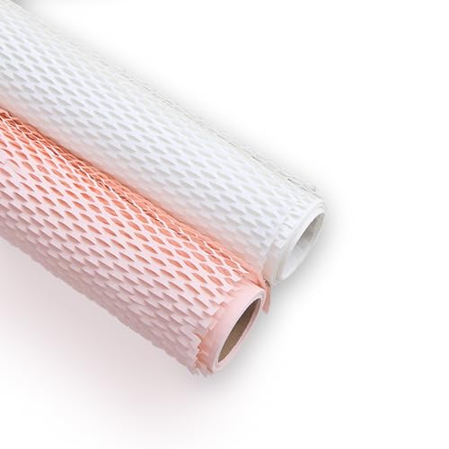 Honeycomb Packing Paper, 19.x290'Eco Friendly Packing flower Paper for Moving Recyclable, Newspaper Wrapping Paper Moving Supplies Bubble Paper Wrapping Protective Roll,Cream and White(2 Pack)