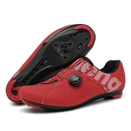 Hixingo Fahrradschuhe Herren SPD SPD-SL Damen Rennradschuh MTB Radsportschuhe Mountainbike Schuhe Sneaker Atmungsaktive Outdoor-Radschuhe Fahrrad Schuhe, Kompatibles (Rot,44)