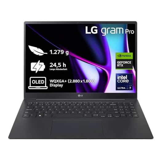 2024 LG gram Pro 16 Zoll Notebook - 1199g Intel Core Ultra7 Laptop (32GB RAM, 2TB Dual SSD, 24,5h Akkulaufzeit, IPS Panel Anti-Glare Display, Win 11 Pro) - Schwarz