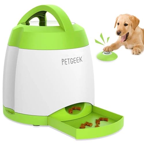 PETGEEK Treat Dispenser Button - Automatic Puzzle Toy, Electronic IQ Memory Training for Medium Large Dogs, Remote Feeder Button