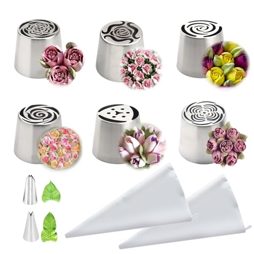 10PCS Extra Large Russian Piping Tips Stainless Steel 3D Flower Frosting