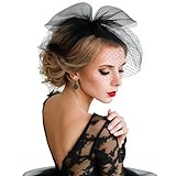 Ayliss Women Mesh Veils Black Bridal Birdcage Short Wedding Face Veil with Clip Tulle Gothic Bride Cosplay Halloween Costume(Black)