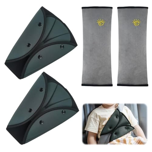 Cojín(4 Juegos) 2 Ajustadores de Cinturón de Seguridad para Niños,2 Almohadillas para Cinturón de Seguridad,Funda para Cinturón de Seguridad de Coche,Almohada para Hombro,Soporte para Cabeza y Cuello