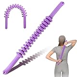 Muskeltherapie Massagestab, Massagegerät, Faszienrolle Beine mit Anti-Rutsch Griff, Oberschenkel Faszienstab, für Triggerpunkte Entlastung Muskelkater,Tiefenmassage mit Silikonzahnrädern (Lila-C)