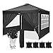 Tonnelle de Jardin Tonnelle Pliante 3x3 m Tente Pliante imperméable Pop UP Gazebo Tente de Reception Résistant aux UV(3X3 m avec 4 côtés + 4 Sacs de Poids，Noir