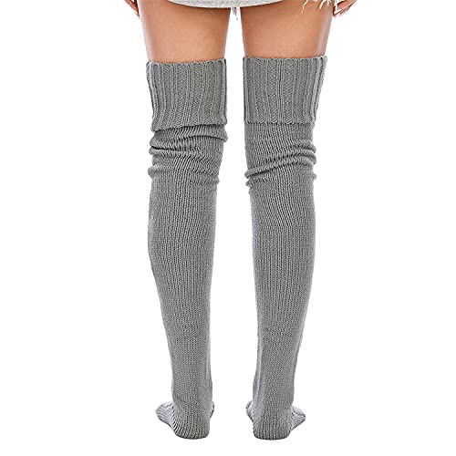 Image of YELAIVP Women's Cable Knitted Thigh High Boot Socks Extra Long Winter Stockings Over Knee Leg Warmers